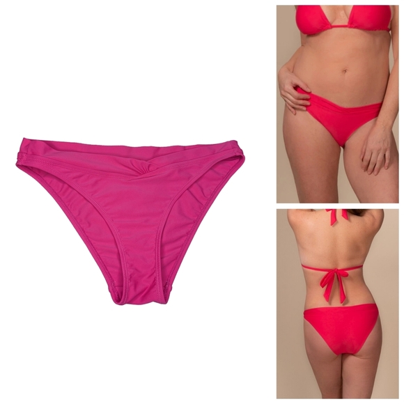 Byron Bay Swim Bottom - Claire V-Front Ruffled Detail In Azalea Pink Size 8 NWT - Picture 1 of 9